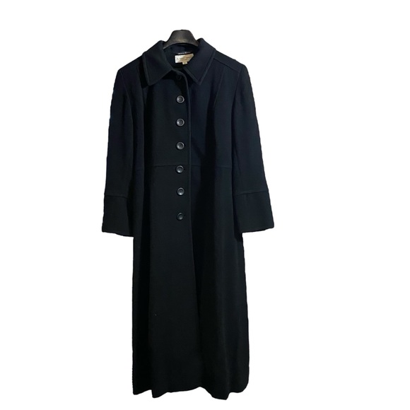 Albert Nipon Studio Women's Wool Long Coat Front Buttons Closure Pockets Black 6 - Picture 16 of 16